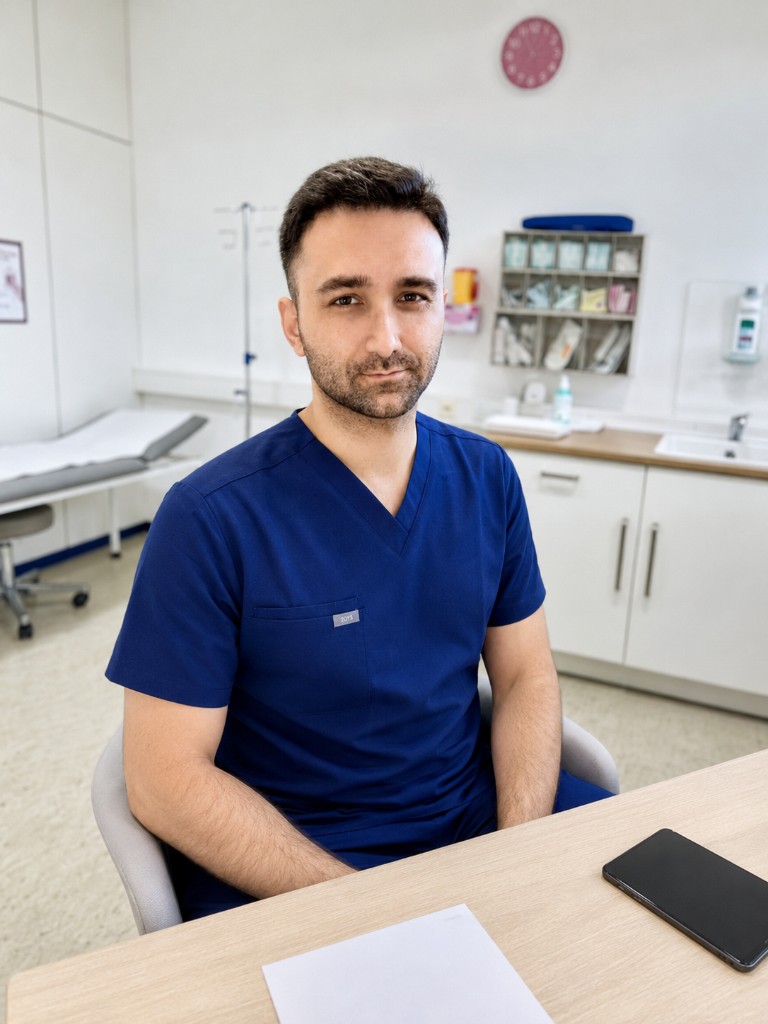 Heilpraktiker Tayfun Boztepe in seiner Praxis in Lampertheim